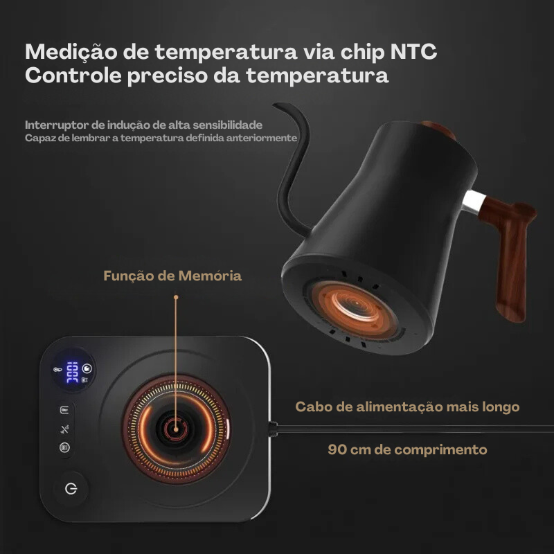 Chaleira Elétrica Inteligente para Café - Preto / 220V - Chaleira